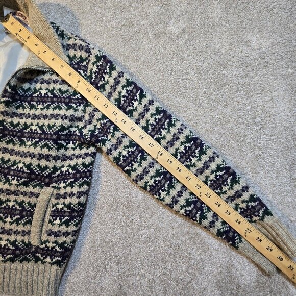 Cambridge VTG Fair Isle Sweater Ragg Wool Full Zip Lined Jacket USA Made Women L - Picture 6 of 12